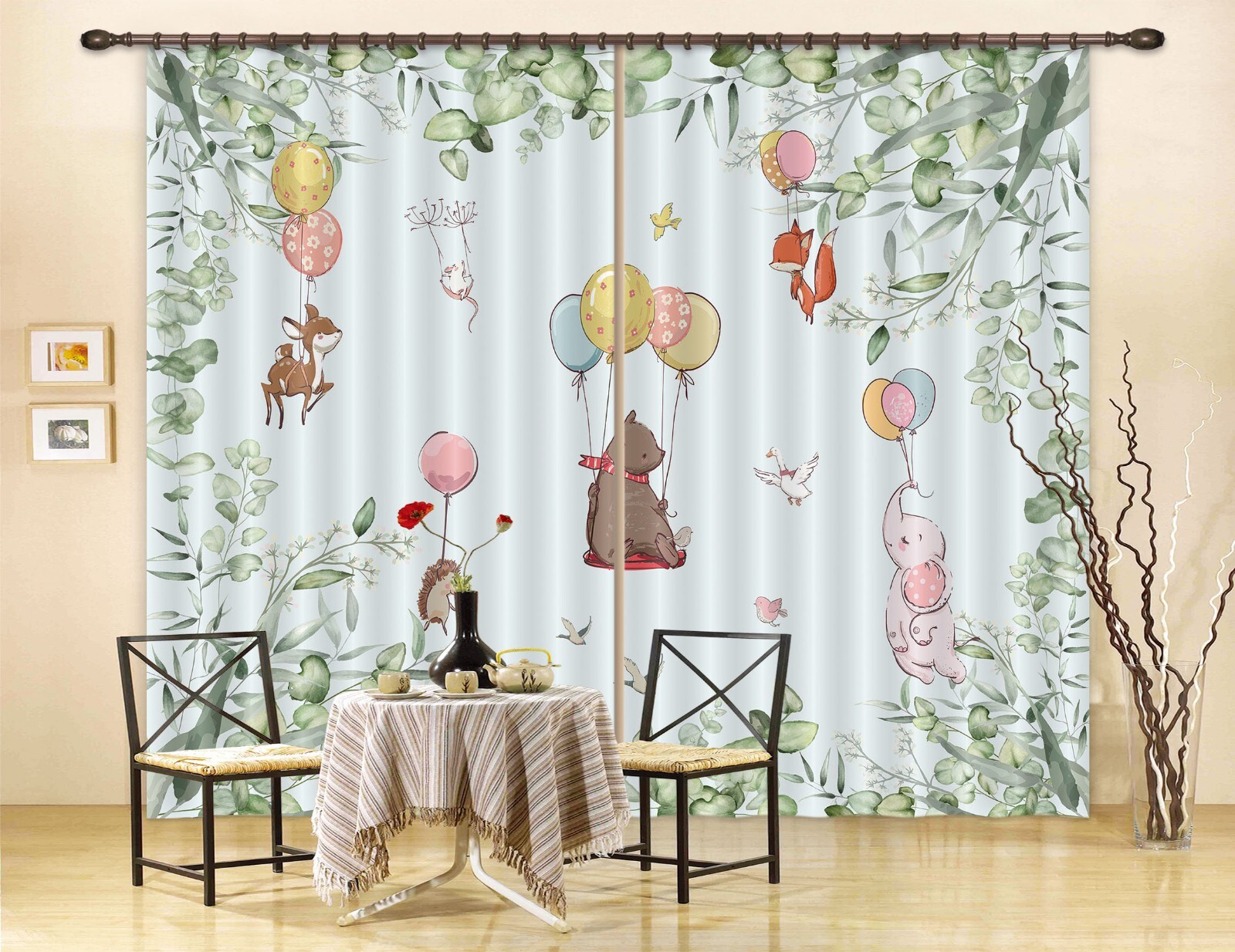3D Balloon Bear Leaves A6278 Photo Curtain Window Blockout Fabric Amy 2024