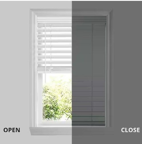 CUSTOM SIZE Cordless Faux Wood Blinds for Windows with 2.5 in. Slats