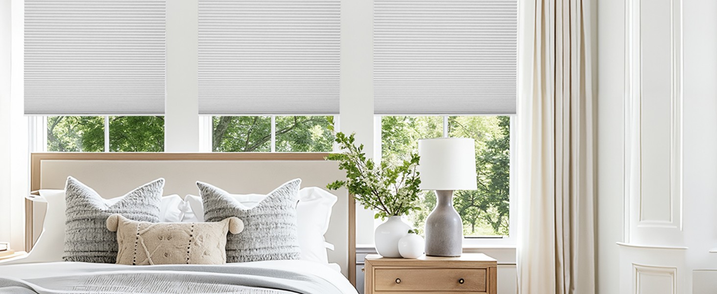 No Tools No Drill Window Blinds for Indoor Windows, Blackout Shades Cellular