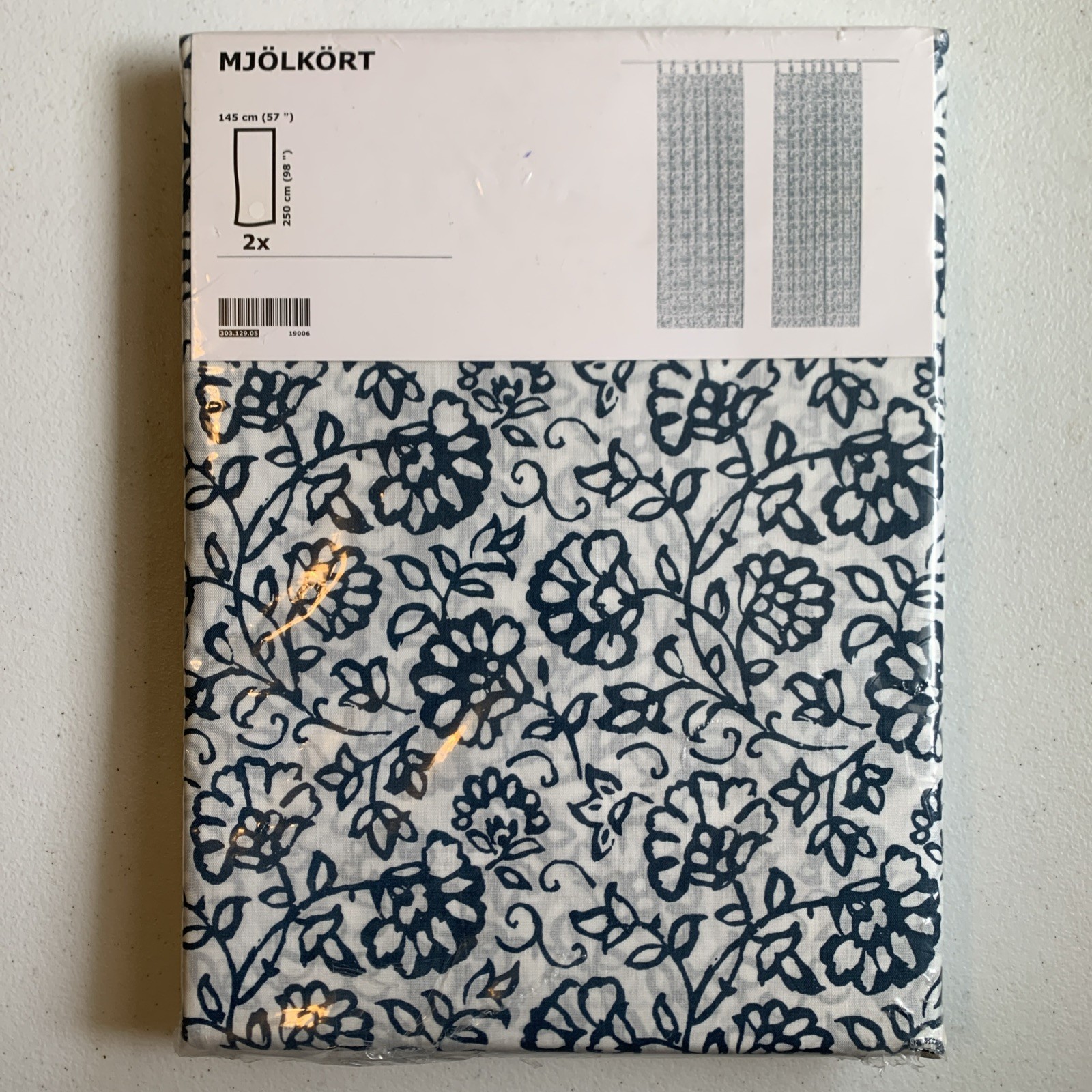 New IKEA Mjolkort 2 Pack Floral Curtain Panels 57×98” Tab Top 303.129.05