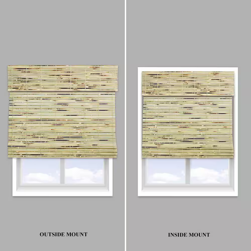 Natural Woven Light Filtering Cordless Bamboo Roman Shades for Windows, 29 In. W