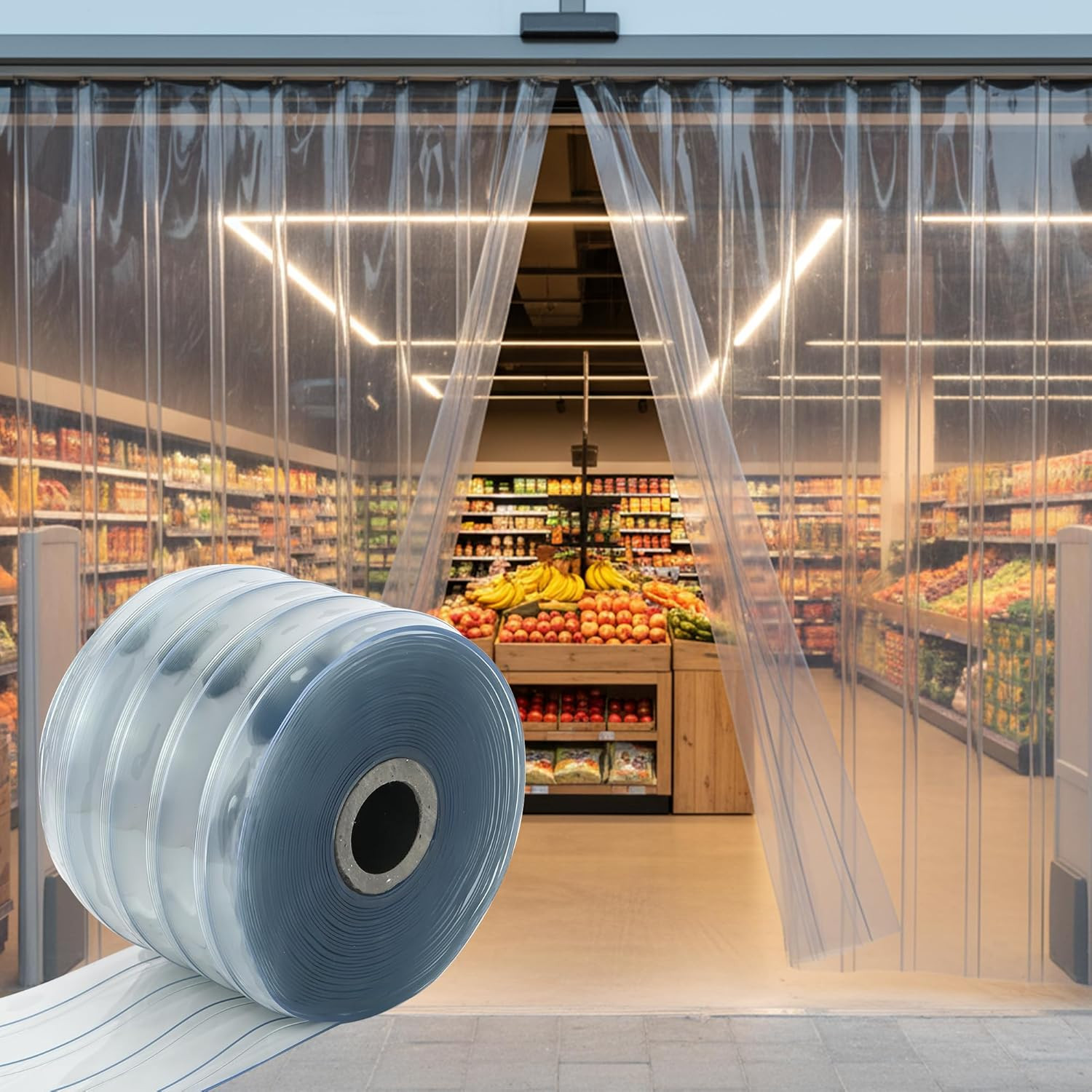 Clear PVC Strip Curtain Replacement, 66 Ft *7 in * 0.06In Plastic Vinyl Strip Wa