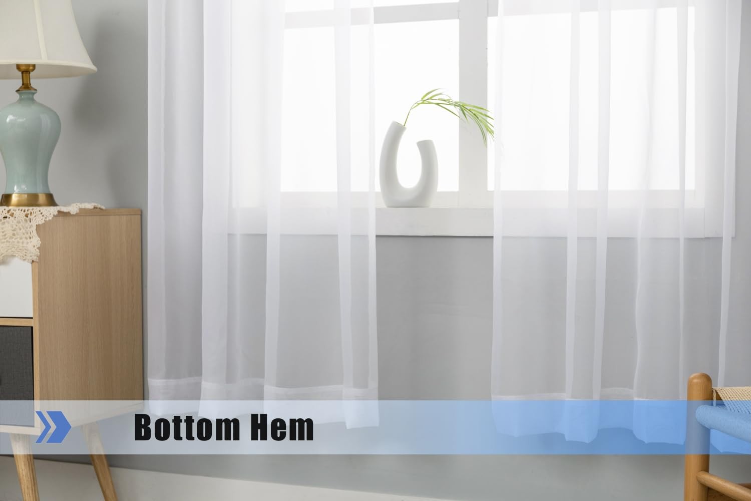 Modern Sheer Curtain Panels Set of 2 58×84 inches White Voile for Home Decor