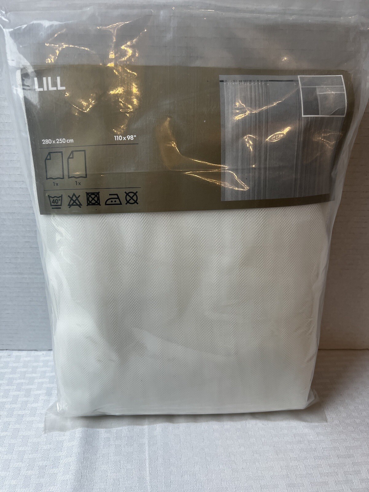 IKEA LILL White Long Net Curtains Window Lace Sheer 110×98” 250x280cm 1 Pair