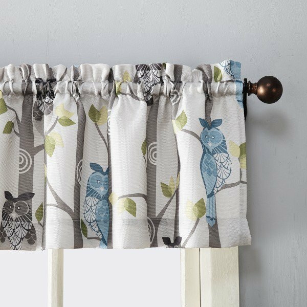 Owls Whimsical Retro Room Window Valance, Modern 56″x14″, All Over Print – NEW