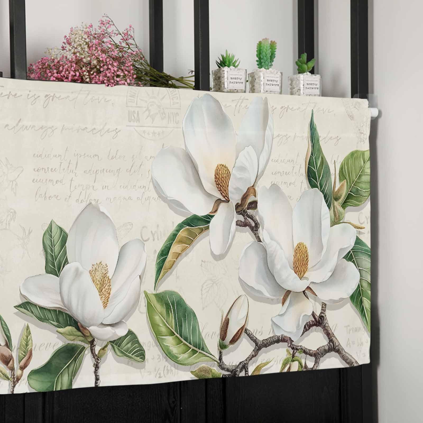 Flowers Valances for Windows Spring White Magnolia Vintage Postcard Window Tr…