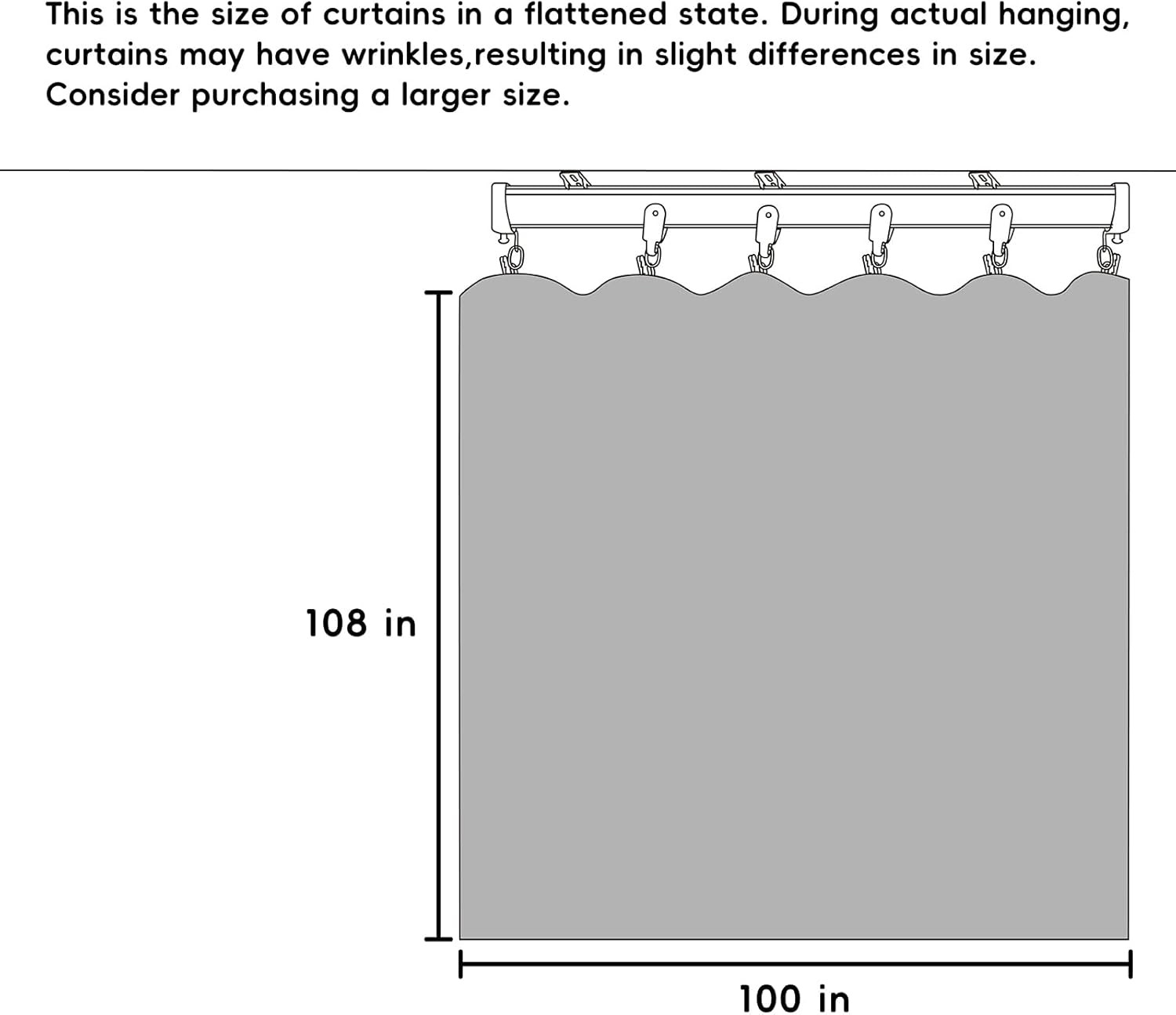 Blackout Room Divider Curtains with Ceiling Track, Soundproof Grey 100×108