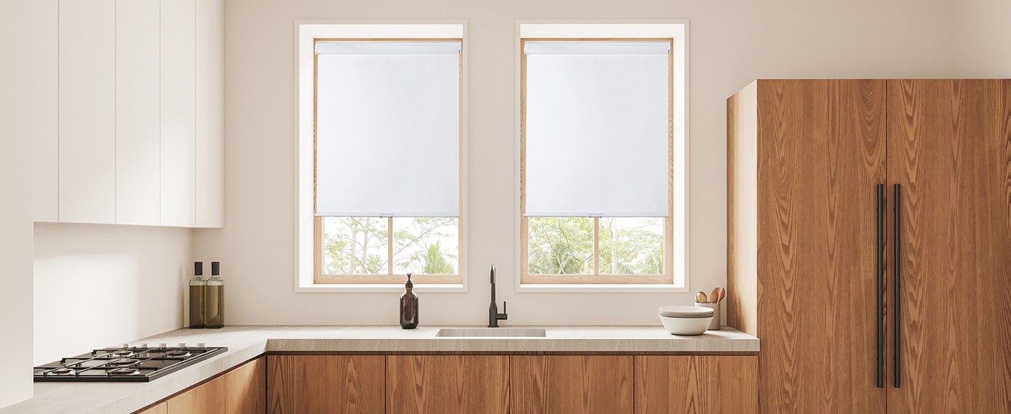 Roller Window Shades Free-Stop Cordless Blackout Blinds, Thermal Insulated Pull