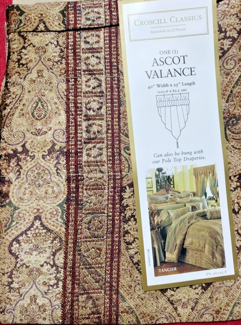 CROSCILL CLASSIC TANGIER (1) ASCOT VALANCE 40″ W x 25″ L. Multi color gold tone