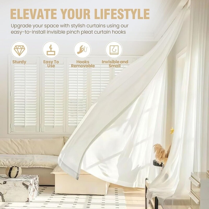 58PCS Rustproof Metal Curtain Hooks Heavy Duty Drapery Pins Pleat Curtains New
