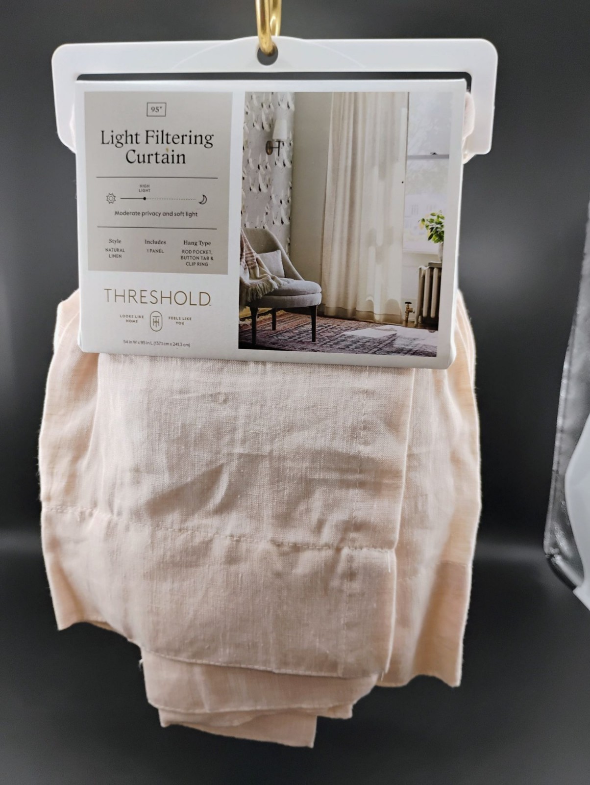 Light Filtering Natural Linen Curtain Panel 95″ By Threshold
