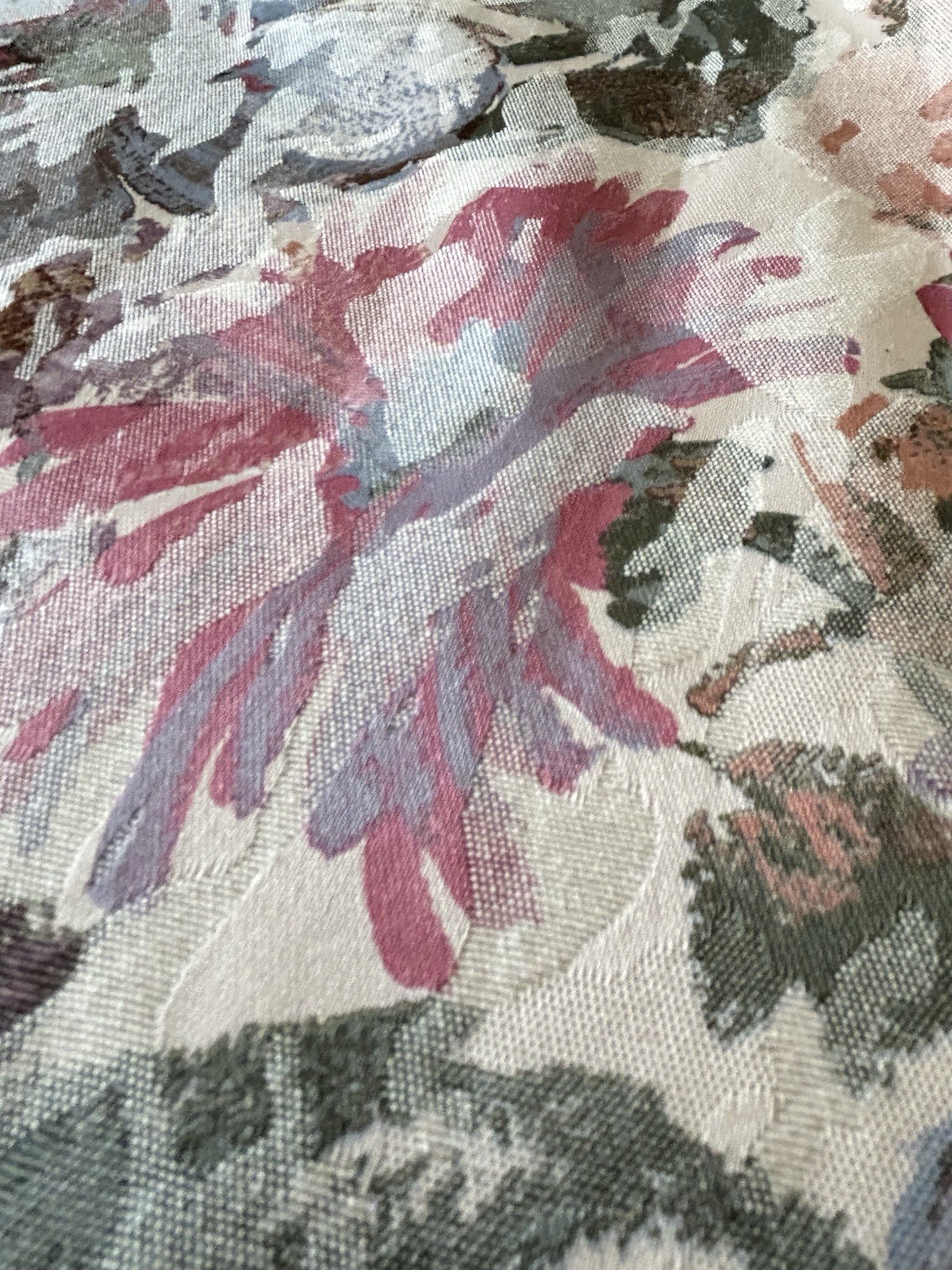 Custom Damask Drapery Curtain Panels Pair Pleated Lined 88”L “Watercolors”