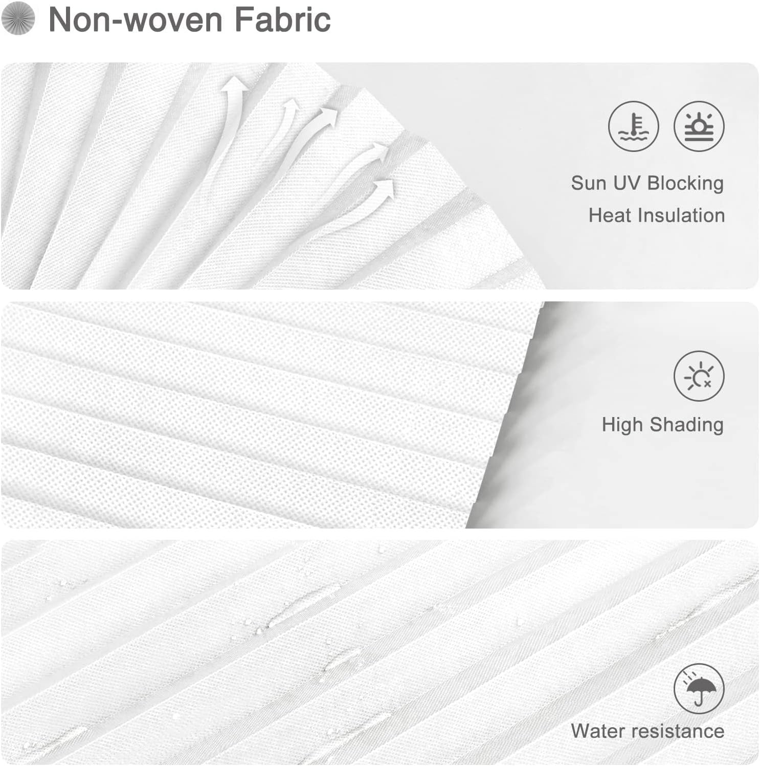 MALOKI Temporary Window Blinds, Pleated Shades Cordless Fabric Light Filtering B