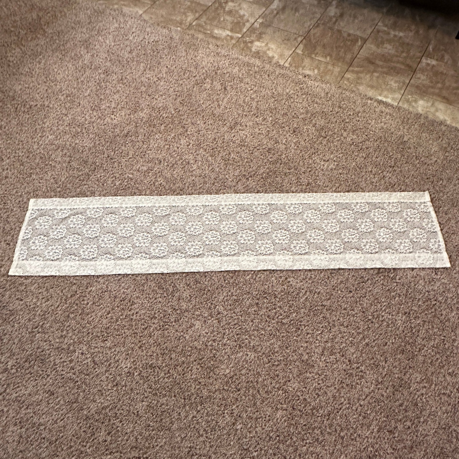 Vintage Floral Lace Curtain Valance Panel Cream Off White Rose Pattern 70×15″