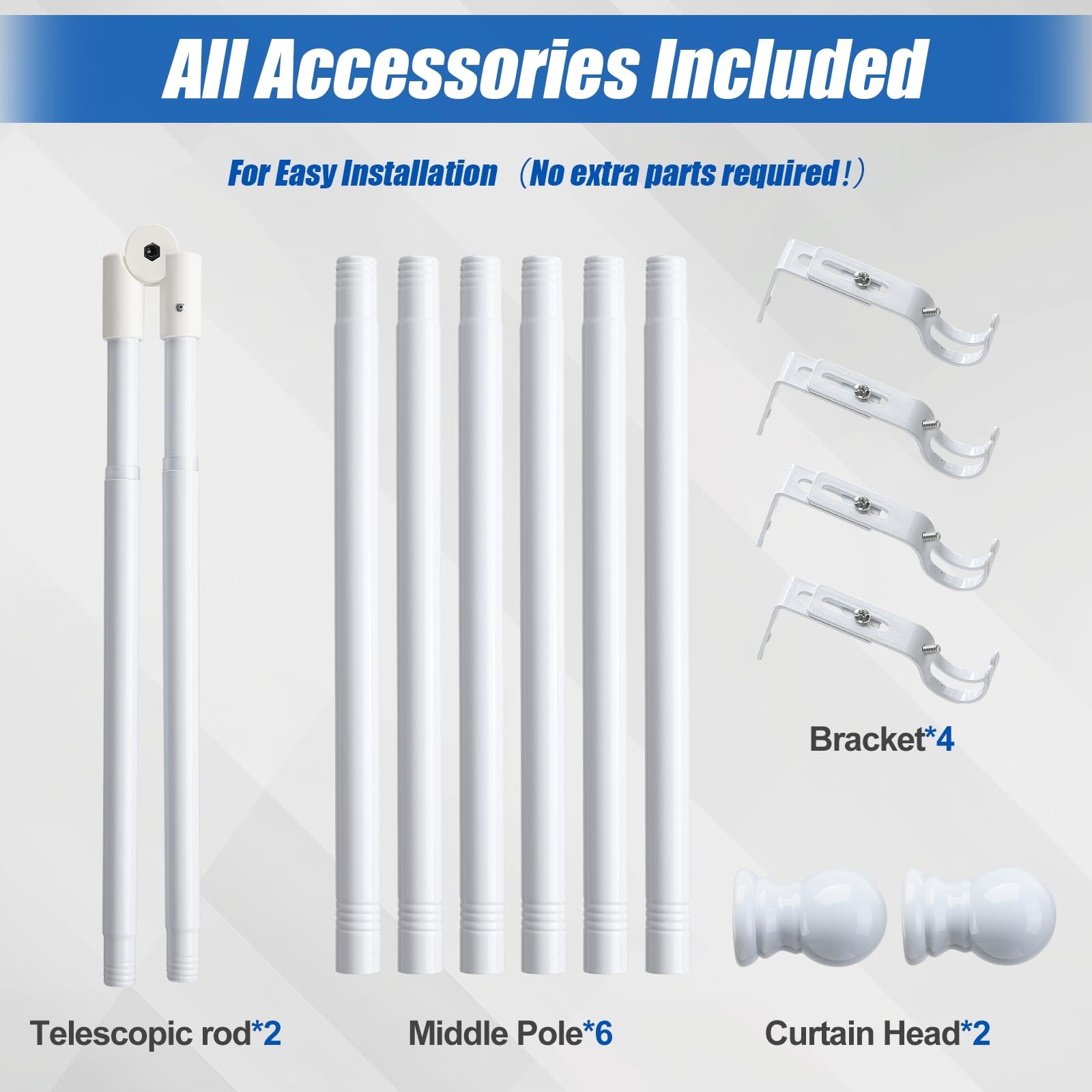 Corner Curtain Rod for Windows 1 Inch – Adjustable L-shaped, Glossy White