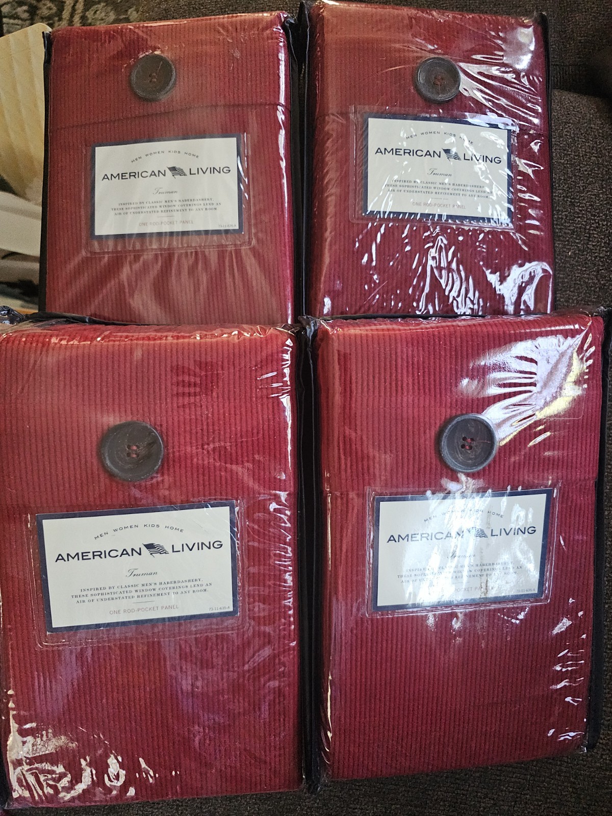 4 Packages of American Living Truman Burgundy Panels 84″ One Pocket Rod Panel