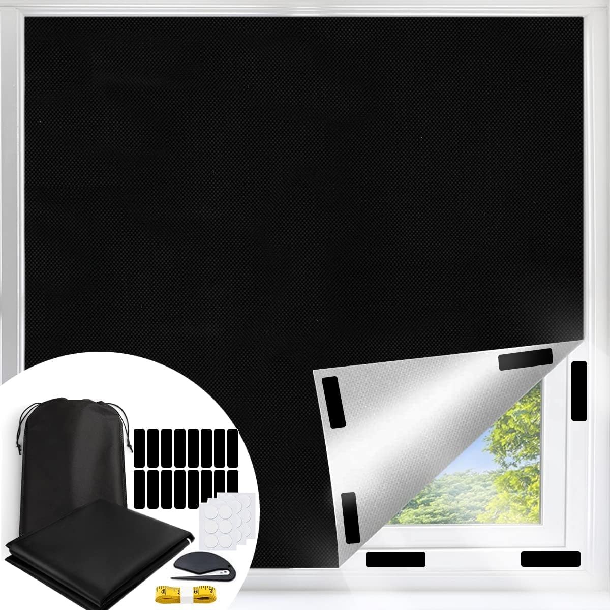 100% Portable Blackout Curtains, Portable DIY Blinds, No Drill Travel Blackou…