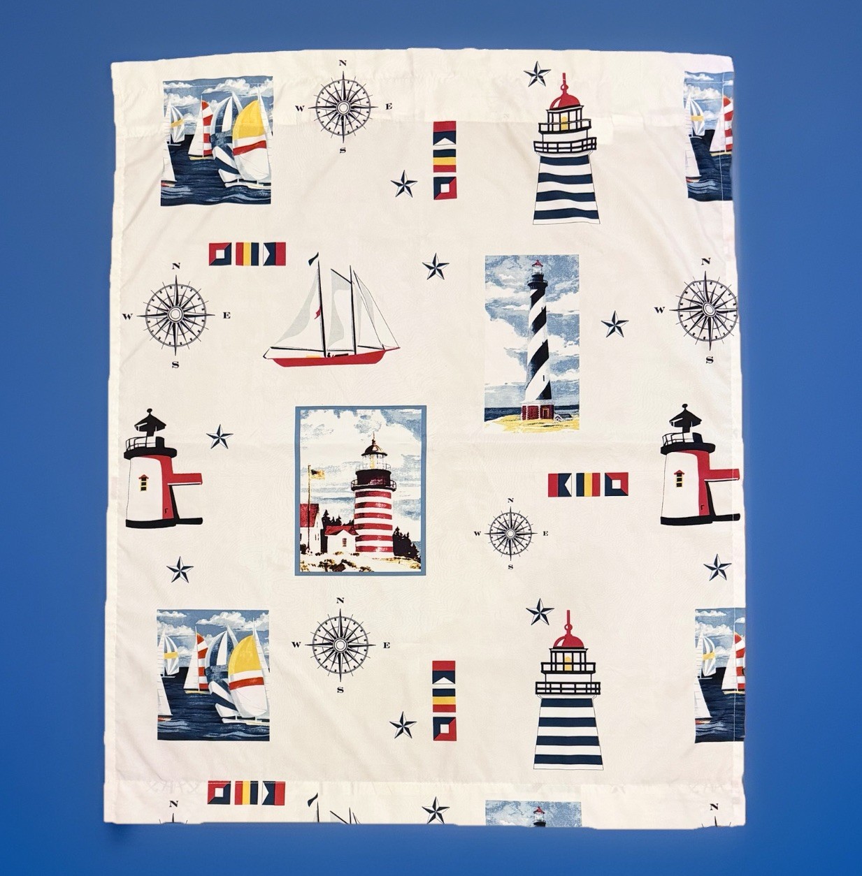 MAINSTAYS Nautical Window Curtain Boat Sail Coastal Maritime Compas 29”x36”