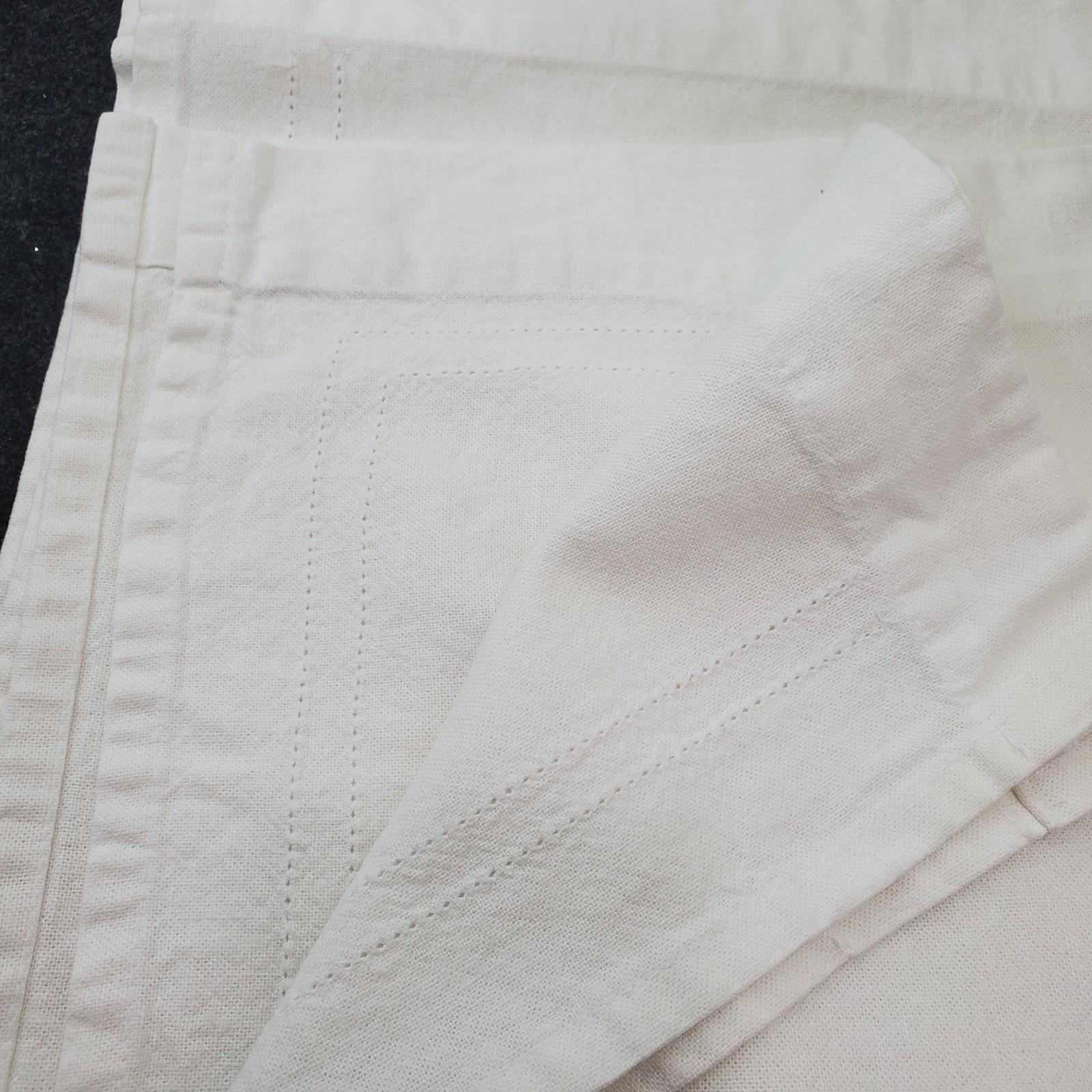 2 Vtg White Rod Pocket Curtain Panels Cotton or Linen 27×34″ Each 54″ Wide Total