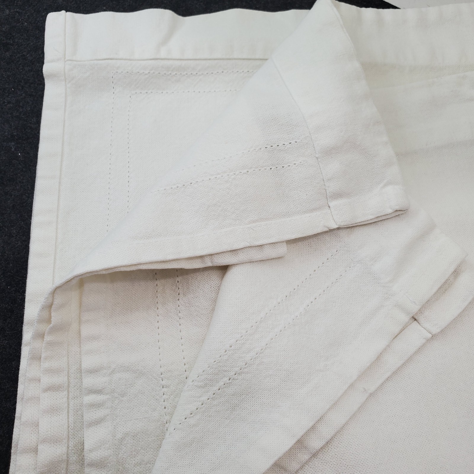 2 Vtg White Rod Pocket Curtain Panels Cotton or Linen 27×34″ Each 54″ Wide Total