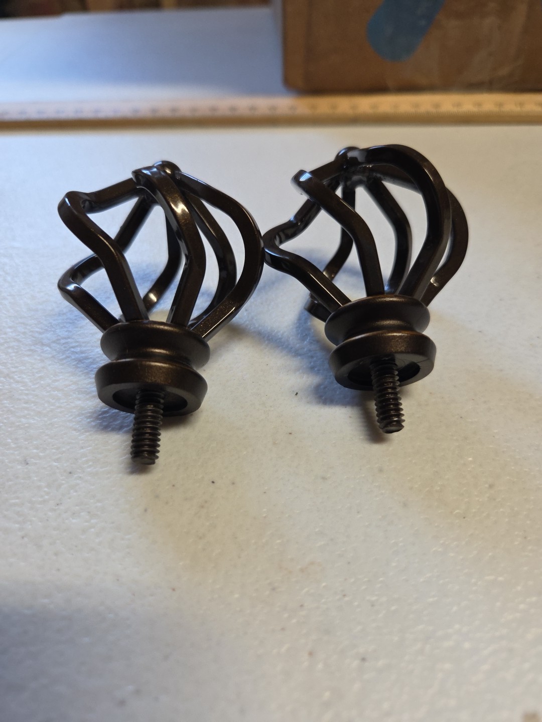 Metal Curtain Drapery Tie-back Hooks, Cage Design. Dark Brown, Hardware New