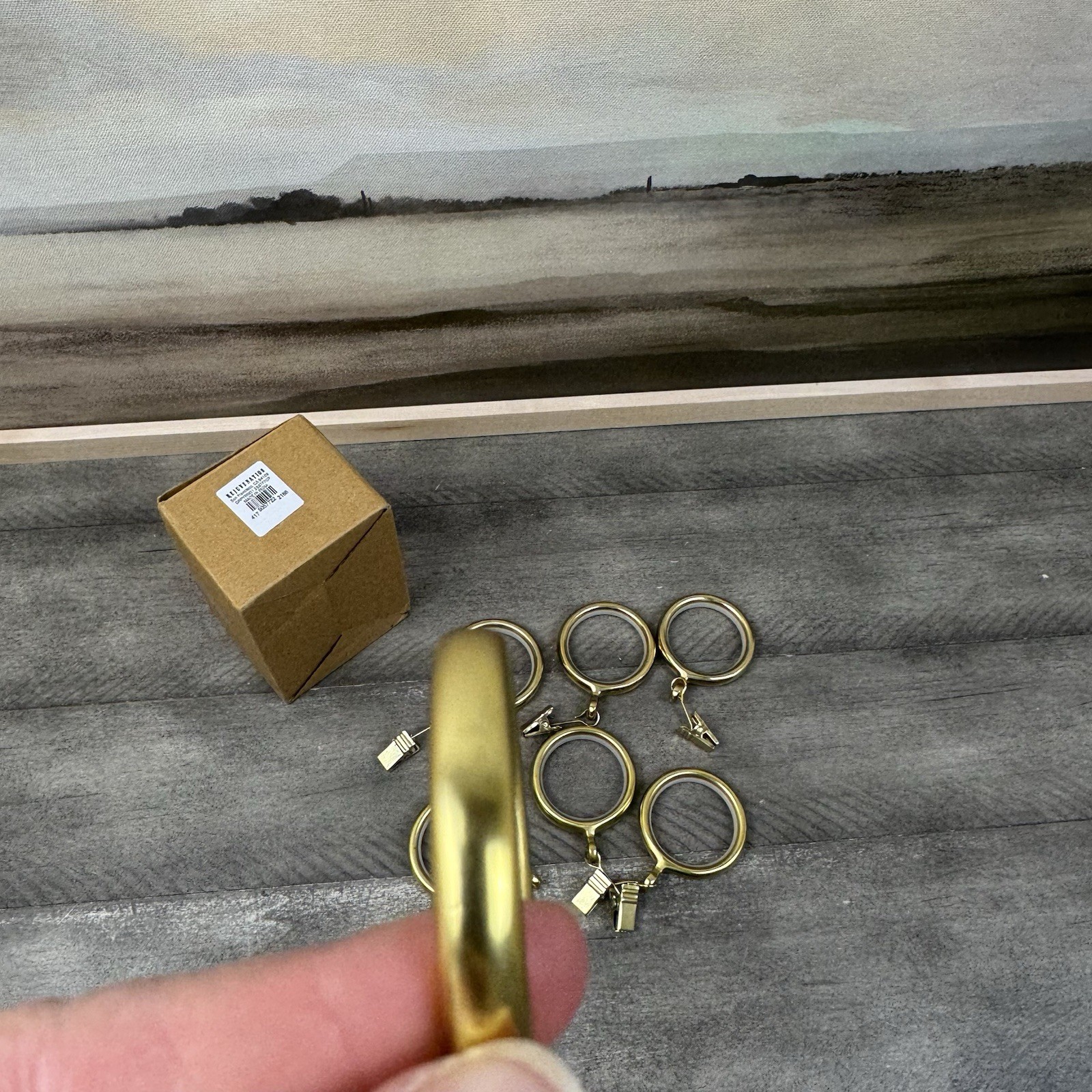 Rejuvenation 1-1/4″ Drapery Curtain Ring Set Aged Brass Set/7 Scuffed Read OB