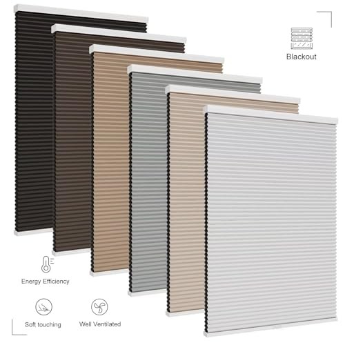 Blackout Blinds, Cordless Cellular Shades, 24″W x 64″H Blackout-white