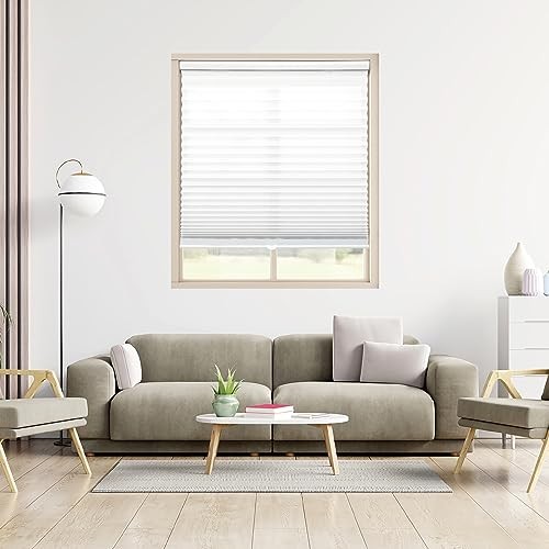 Cordless 1″ Light Filtering Pleated Shade – White – 21.5″ W x 48″ H – White