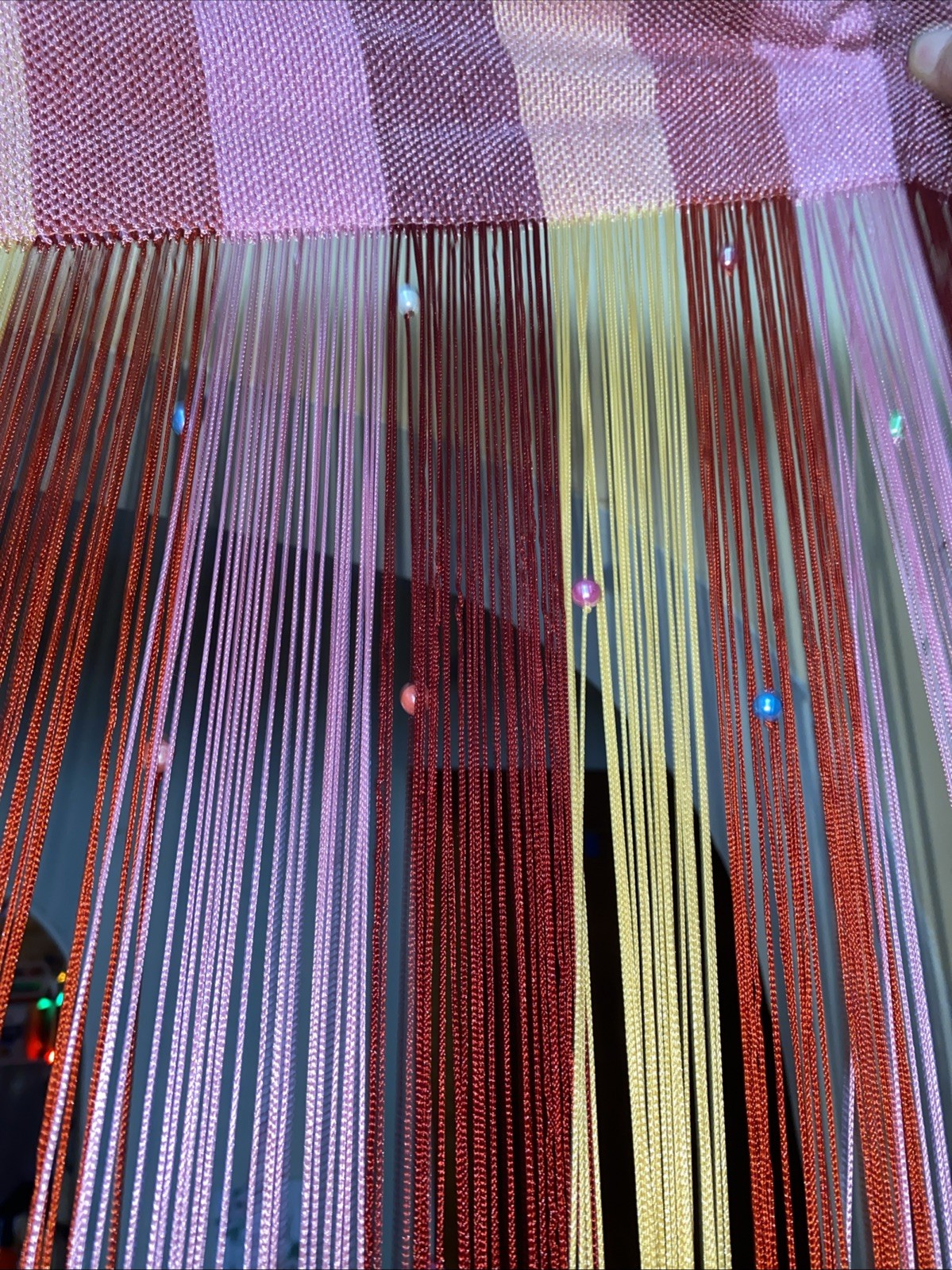 Curtain String Pink Bead Hang Doorway Decor 46” Top 78” Long Trim As Needed