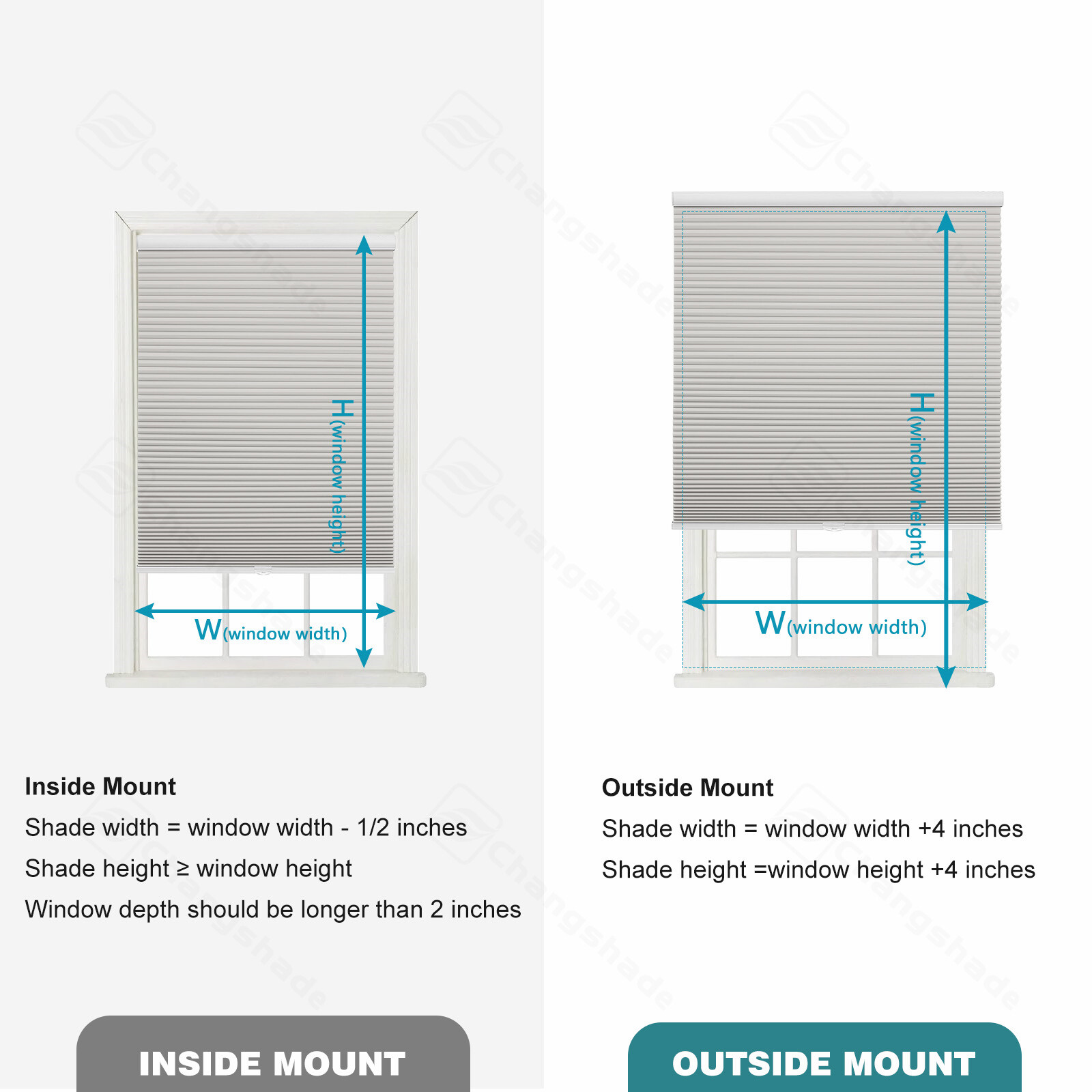 Changshade CUSTOM SIZE Cordless Window Shades 1.5inch Blackout Cellular Shades