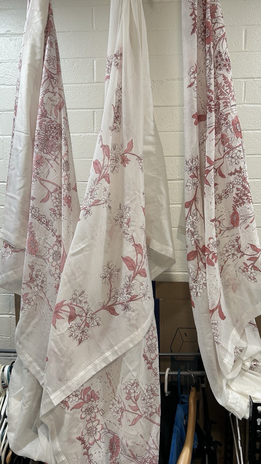 Vintage-single stitch style cherry blossom curtain Bundle 57×82 in Set of 3