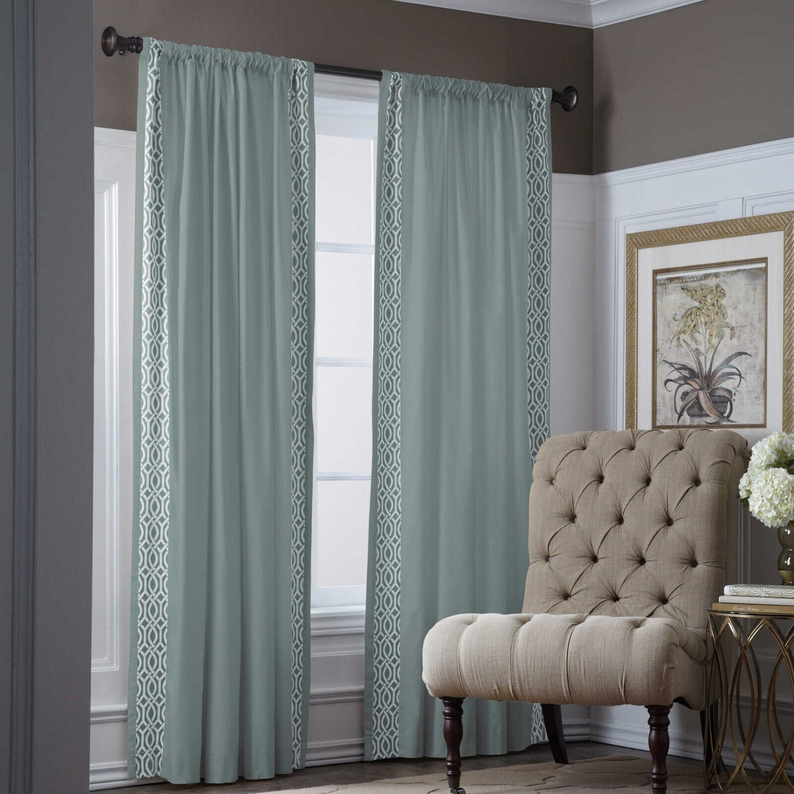 Wamsutta 84″ L x 56″ W Gateway Rod Pocket Panel 1 Window Panel Lined Ocean NEW