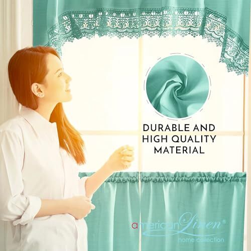 American Linen Café Curtains for Kitchen, Bathroom Curtains Assorted Colors