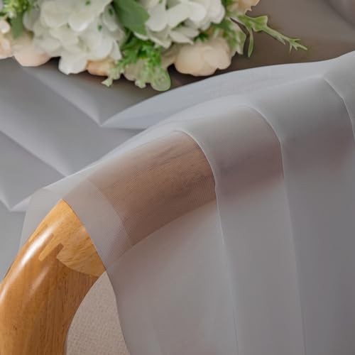 Sheer Valances for Windows 2 Pack, Small 42″W x 14″L (Pack of 2) Light Grey