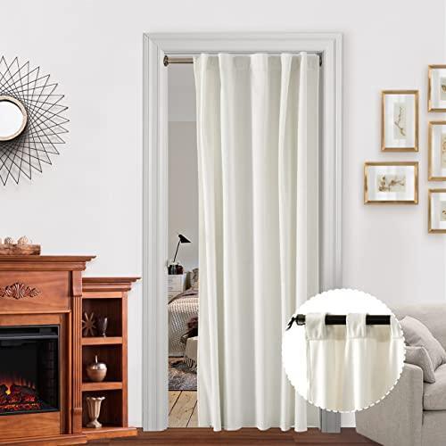 XTMYI Off White/Ivory Velvet Sliding Closet Door Curtain Without Door