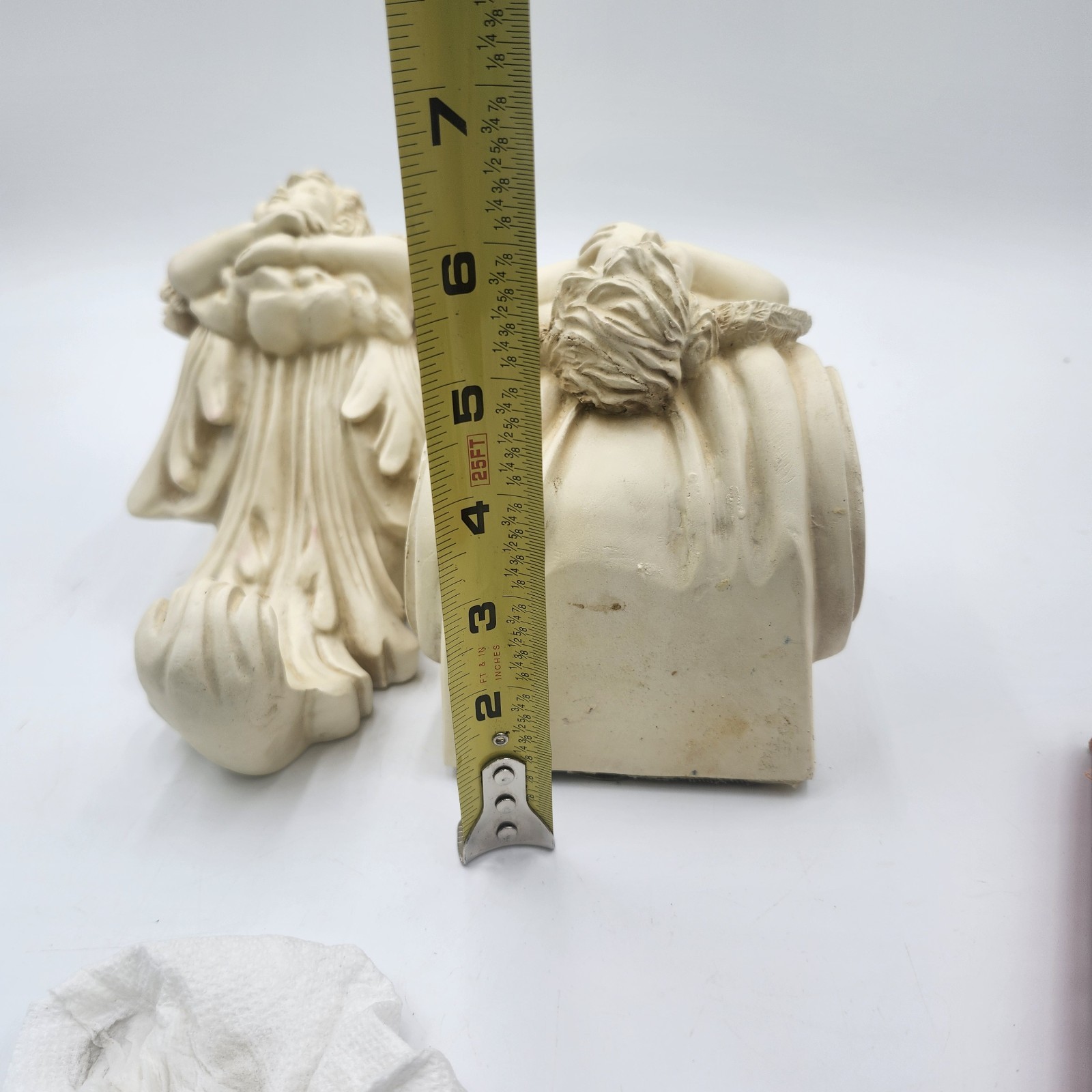 Pair Vintage Angel Cherub Drapery Curtain Rod Wall Sconce Corbel Swag Holders