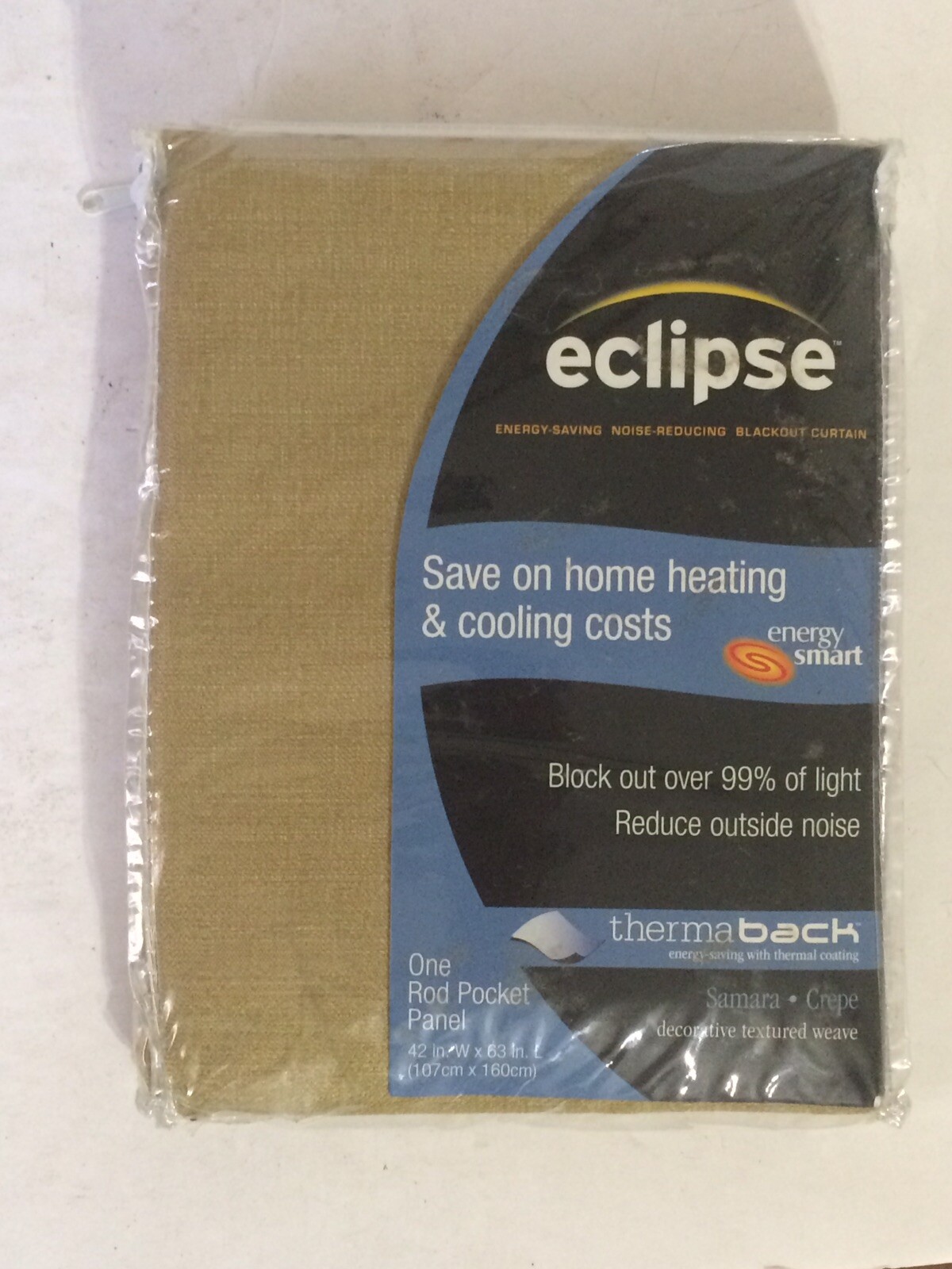 Eclipse Samara Blackout Rod Pocket Curtain Panel, Antique Gold, 42″x63″ SET OF 2
