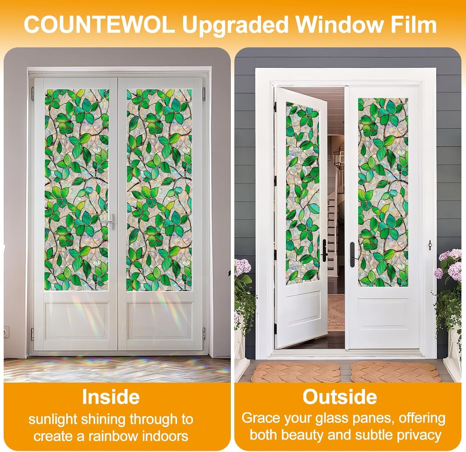 Window Privacy Film W/ Installation Tools Home Decorative Colored Glass Window
