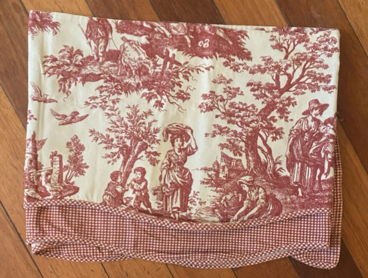 Waverly Red Toile French Country Life Valance Scalloped Layers Red Gingham