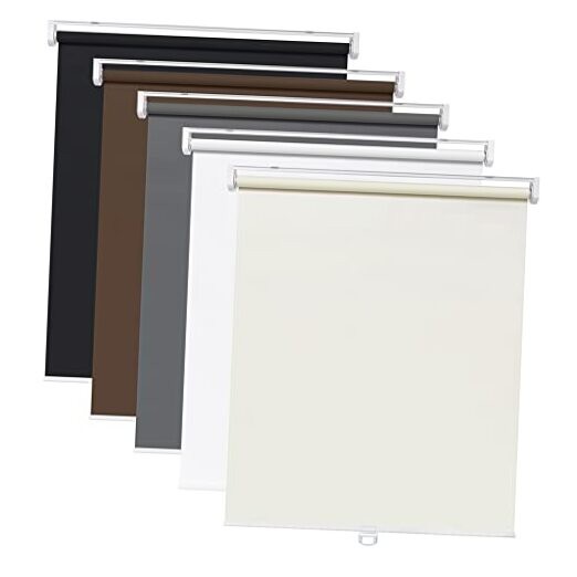 No Tools No Drill Cordless Roller Shades, 100%out Roller 20” W x 72” H Black