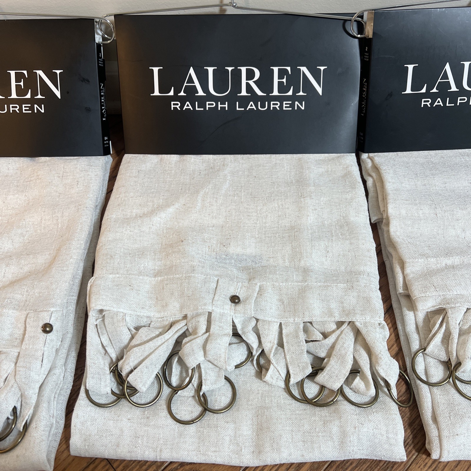 NWT! Ralph Lauren Off White Curtains 2 Panel 52×84 Tab Top With Attached Rings