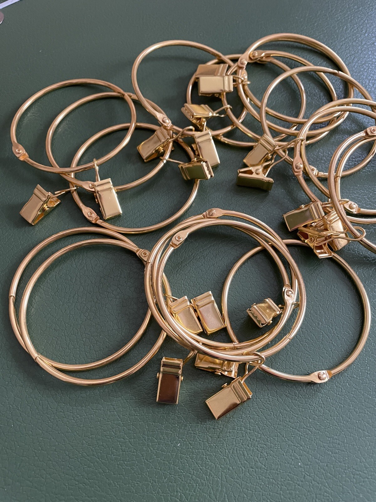 2.5 in Openable Curtain Rings with Clips 20 PC Pack Metal Bright Gold NEW