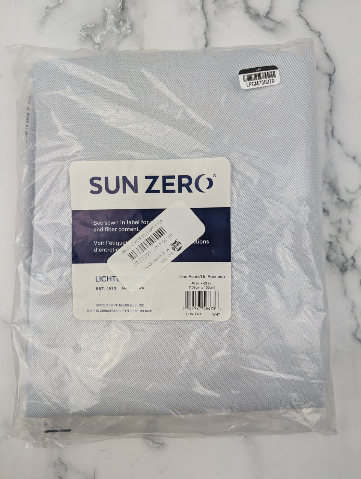 Blackout Tab Top Sun Zero Panel Curtain 40in x 63in Oyster White