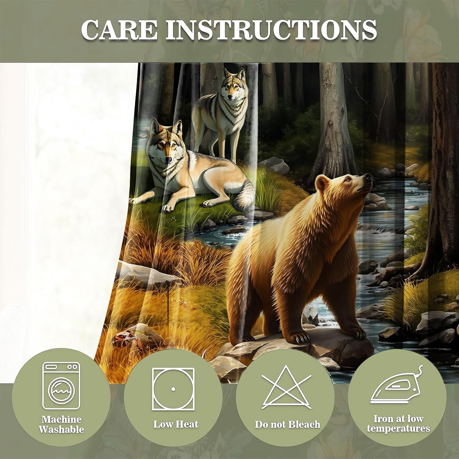 Rustic Cabin Wildlife Curtains Bear Deer Dusk Forest Animal Blackout Curtain …