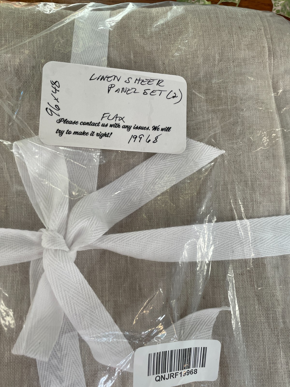 NWT QUINCE EUROPEAN LINEN SHEER CURTAIN PANEL SET OF 2 FLAX 48 X 96 MSRP $92