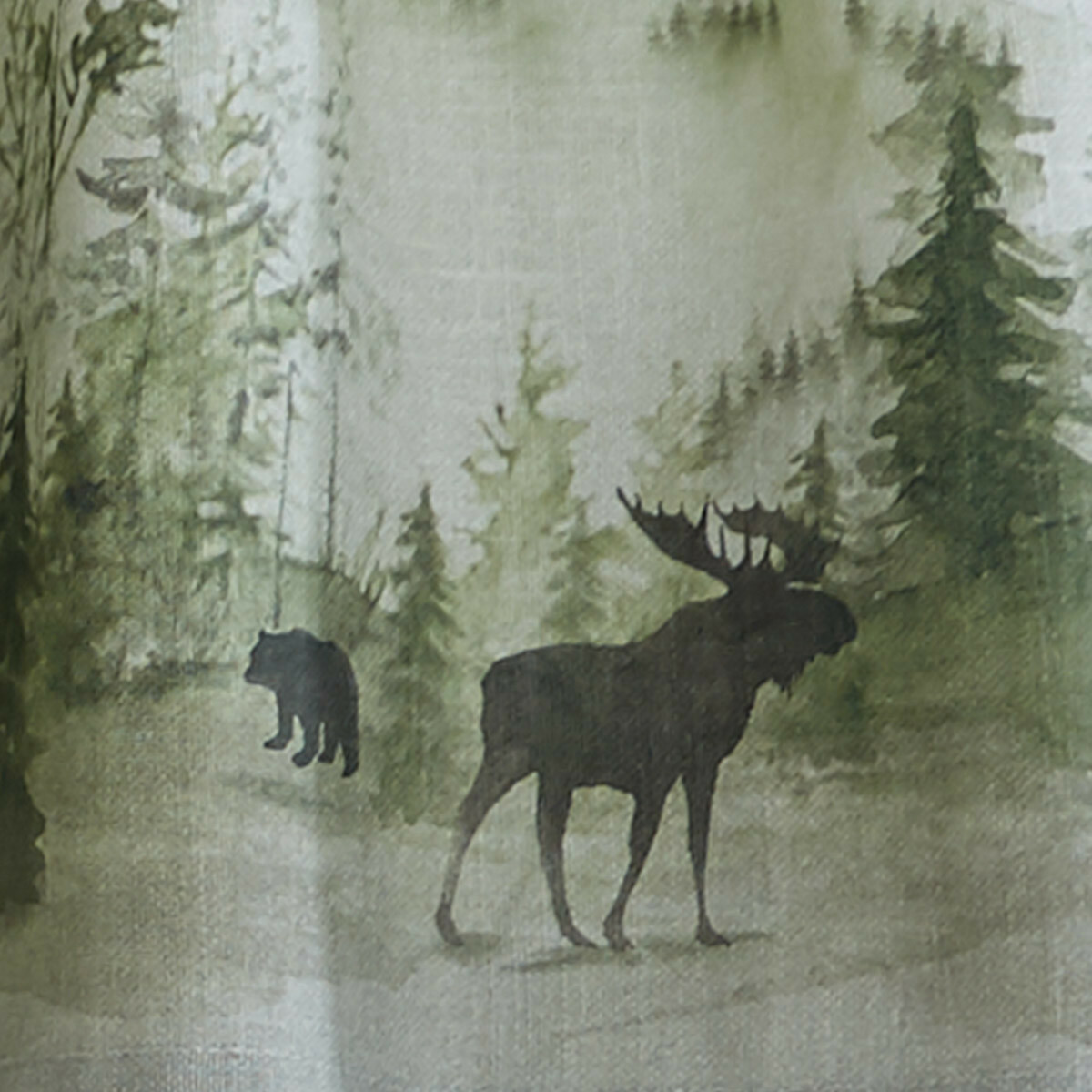 Watercolor Wildlife Rustic Bear Moose Cotton Country Cabin Window Valance 60×14