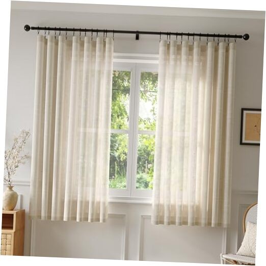 Linen Curtains for Living Room 54 Inch Length 2 52″W x 54″L (Pack of 2) Natural