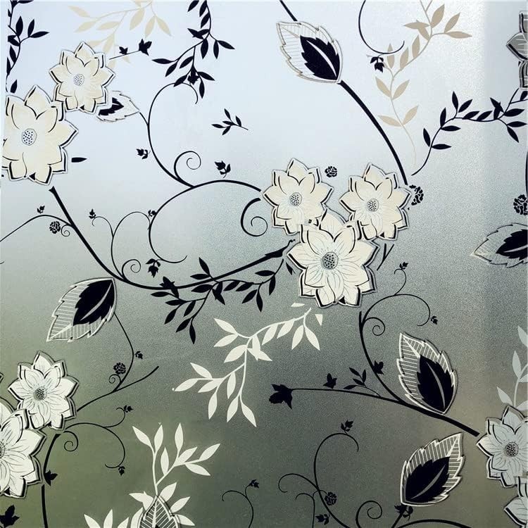 Window Privacy Film for Glass, Floral Removable Static Film, 17.5×78.7 Inch