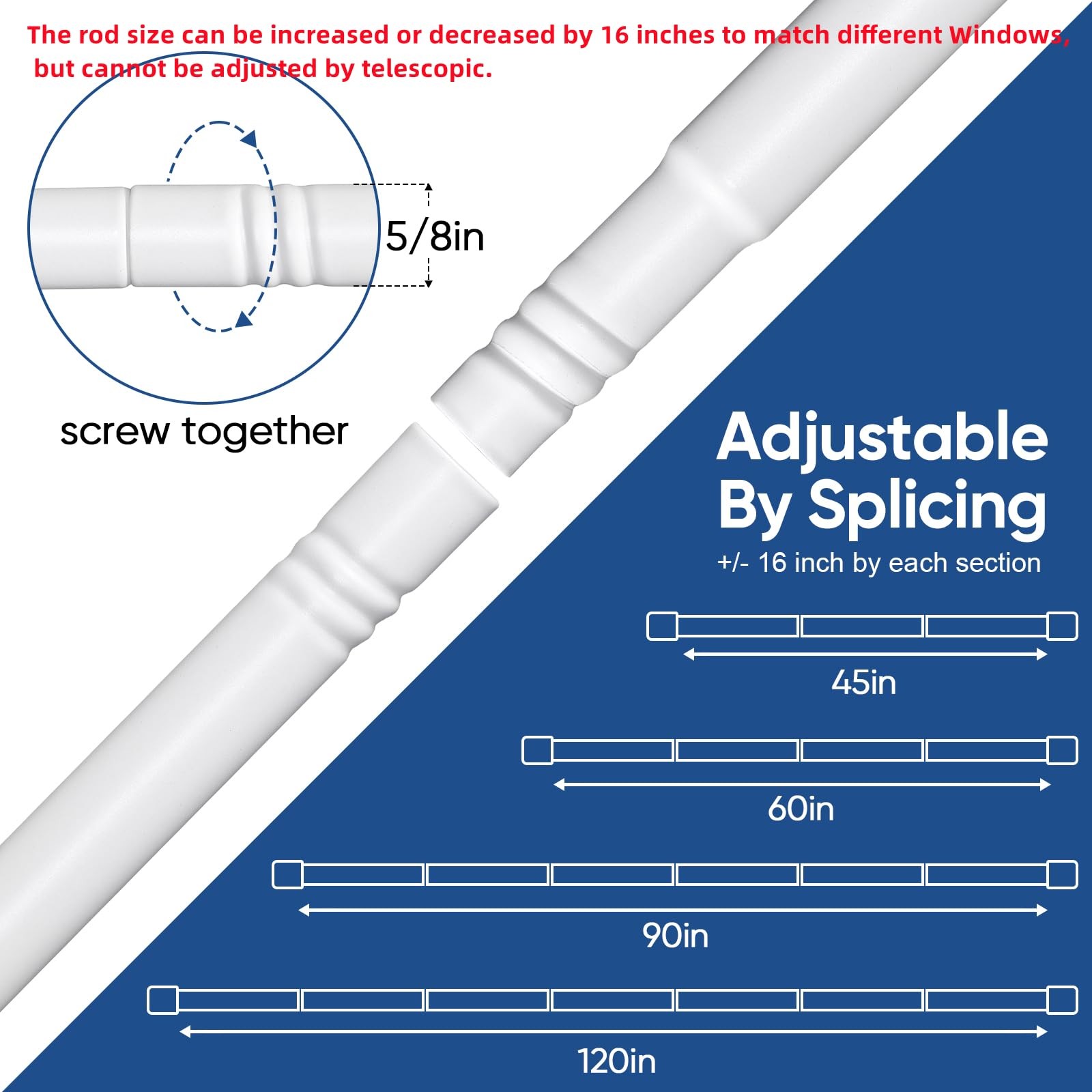 SIMEWIN Curtain Rods No Drilling for Windows 30 to 90 30″-90″, White
