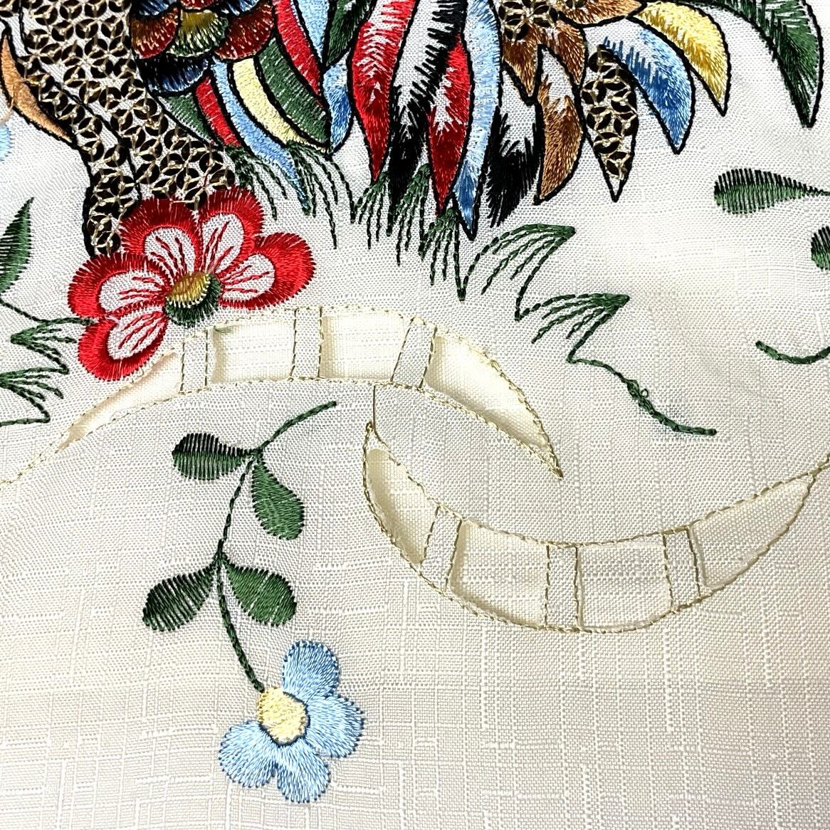 Embroidered Sequined Rooster Cafe Curtain Scalloped Hem Rod Pocket Country Glam